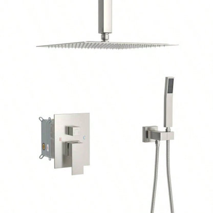 Dual Shower - 12 Inch Ceiling Mount Square Shower System with Rough - in,