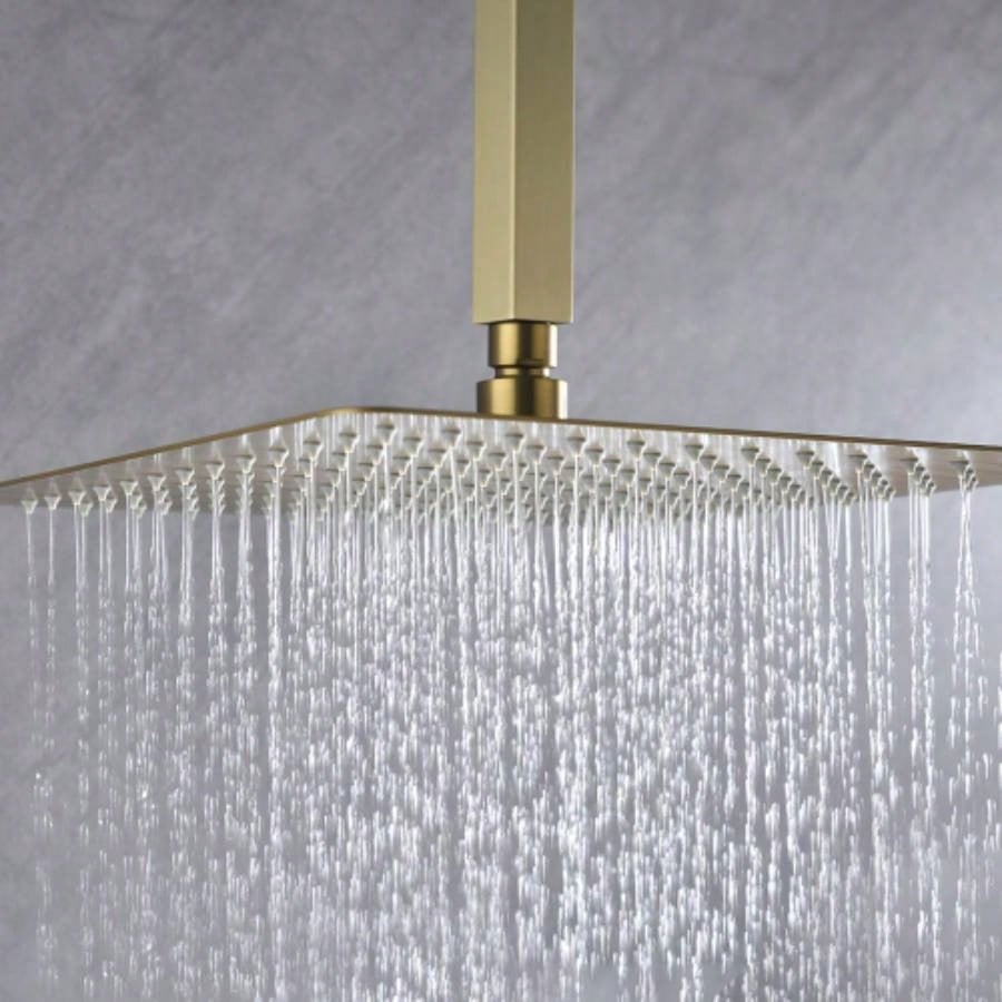 16 Inch Square Rain Shower Brushed Gold 304 Stainless Steel Showerhead