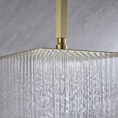 16 Inch Square Rain Shower Brushed Gold 304 Stainless Steel Showerhead