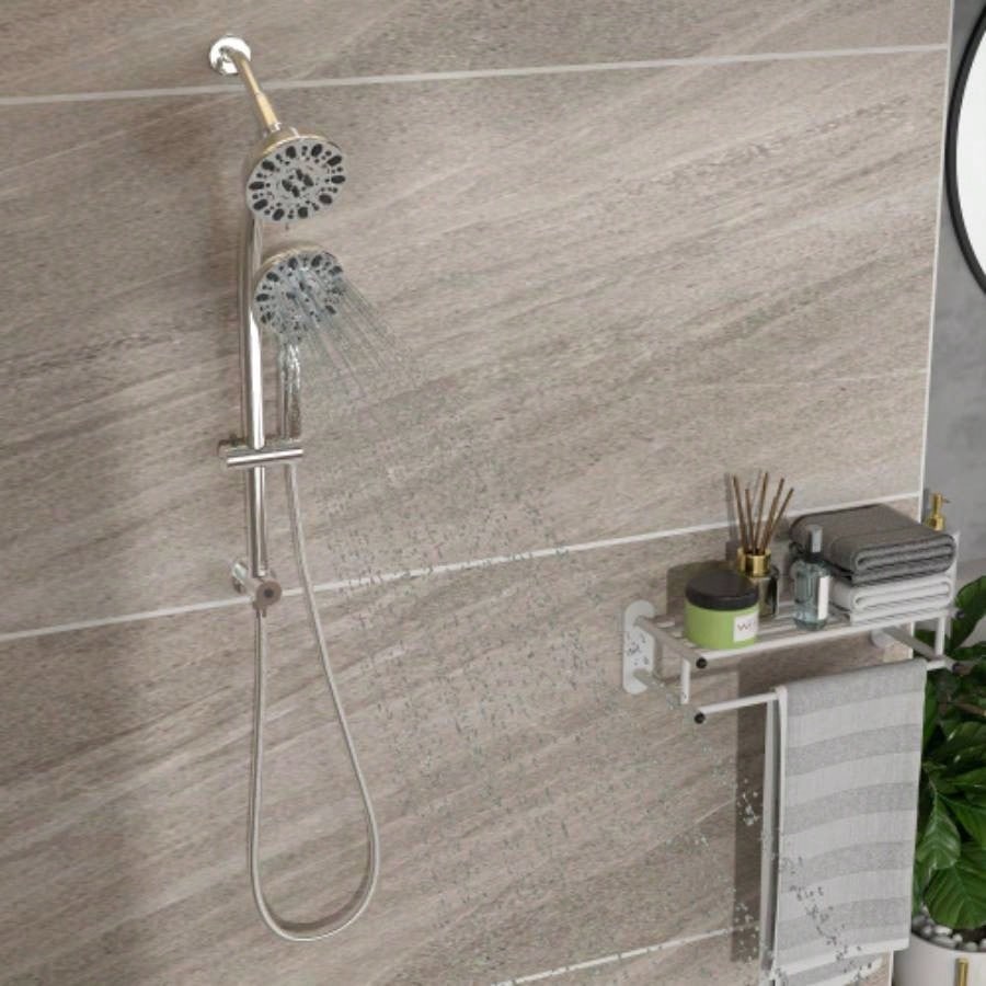 Multi Function Dual Shower - Shower System with 4. Rain Showerhead, - Function Hand Shower, Adjustable Slide Bar, Matte Black