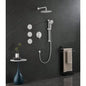 Shower System with Shower, Hand Shower, Slide Bar, Bodysprays, Shower Arm, Hose, Trim, and Lever Handles