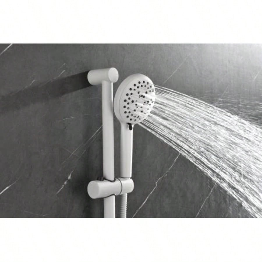 Shower System with Shower, Hand Shower, Slide Bar, Bodysprays, Shower Arm, Hose, Trim, and Lever Handles