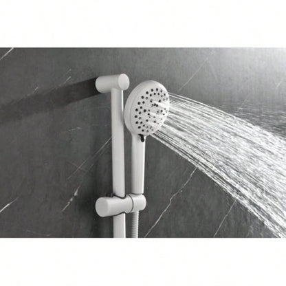 Shower System with Shower, Hand Shower, Slide Bar, Bodysprays, Shower Arm, Hose, Trim, and Lever Handles