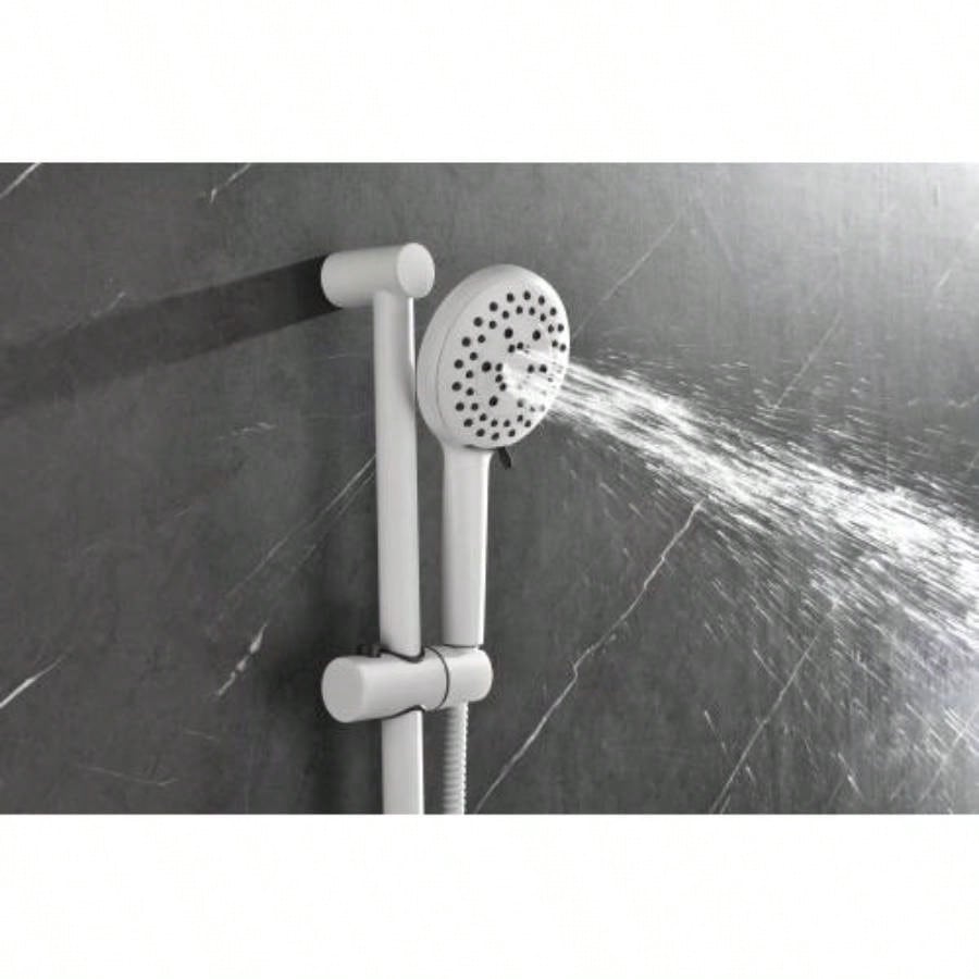 Shower System with Shower, Hand Shower, Slide Bar, Bodysprays, Shower Arm, Hose, Trim, and Lever Handles