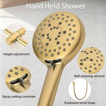 Shower System with Shower, Hand Shower, Slide Bar, Bodysprays, Shower Arm, Hose, Trim, and Lever Handles