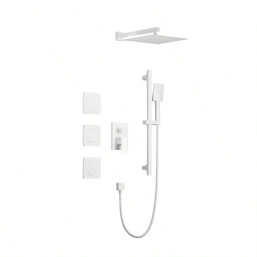 Shower System with Shower, Hand Shower, Slide Bar, Bodysprays, Shower Arm, Hose, Trim, and Lever Handles