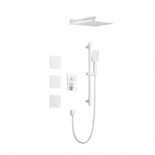 Shower System with Shower, Hand Shower, Slide Bar, Bodysprays, Shower Arm, Hose, Trim, and Lever Handles