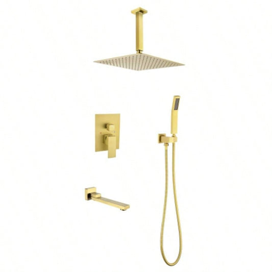 Shower system combo with hand shower, 16 inch shower and tub spout
