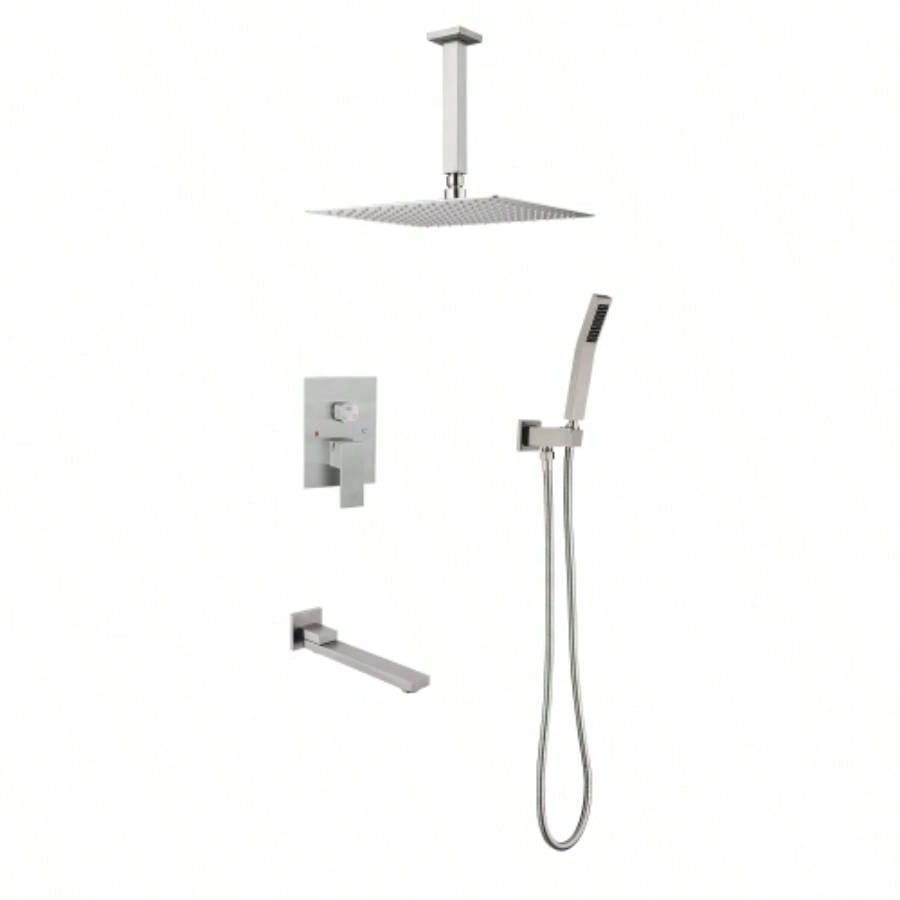Shower system combo with hand shower, 16 inch shower and tub spout