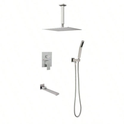 Shower system combo with hand shower, 16 inch shower and tub spout