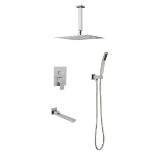 Shower system combo with hand shower, 16 inch shower and tub spout