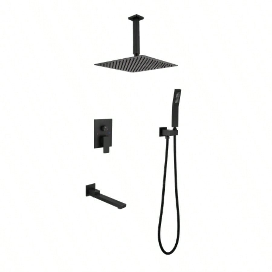 Shower system combo with hand shower, 16 inch shower and tub spout