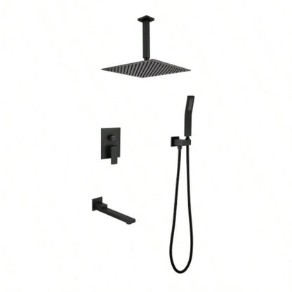 Shower system combo with hand shower, 16 inch shower and tub spout