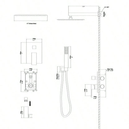 Dual Shower - 10 Inch Wall Mounted Square Shower System with Rough - in,