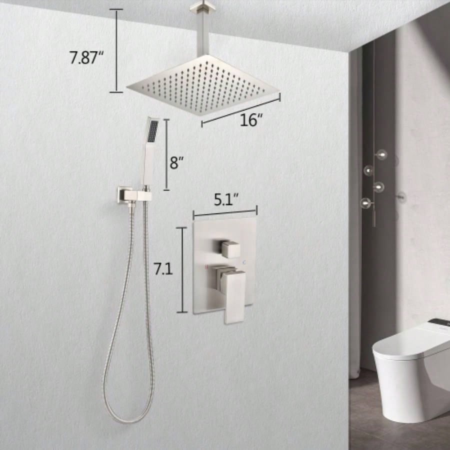 Ceiling Mounted Shower System Combo Set with Handheld and 16Shower