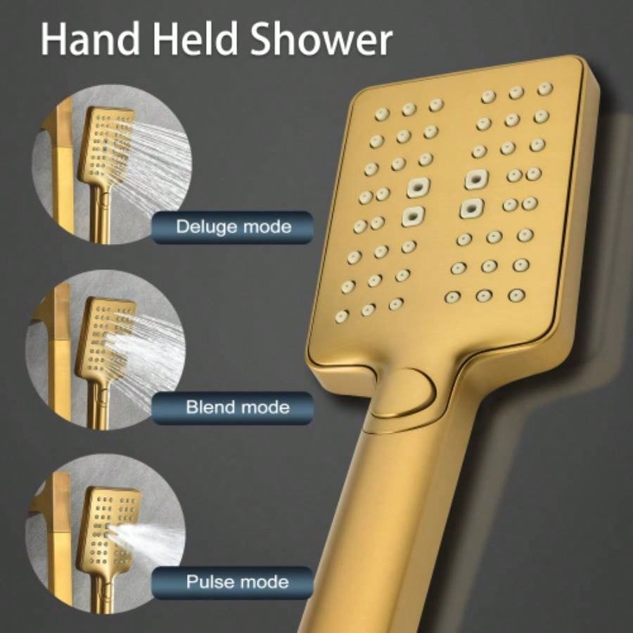 Shower System with Shower, Hand Shower, Slide Bar, Bodysprays, Shower Arm, Hose, Trim, and Lever Handles