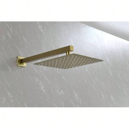 Brushed Gold Shower System, Bathroom 10 Inches Rain Shower with Handheld Combo Set, Wall Mounted High Pressure Rainfall Dual Shower System, Shower Faucet Set with and Trim
