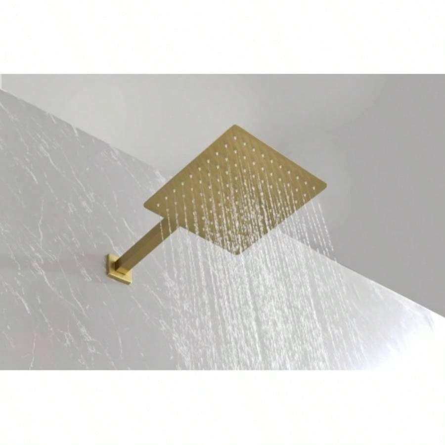 Brushed Gold Shower System, Bathroom 10 Inches Rain Shower with Handheld Combo Set, Wall Mounted High Pressure Rainfall Dual Shower System, Shower Faucet Set with and Trim
