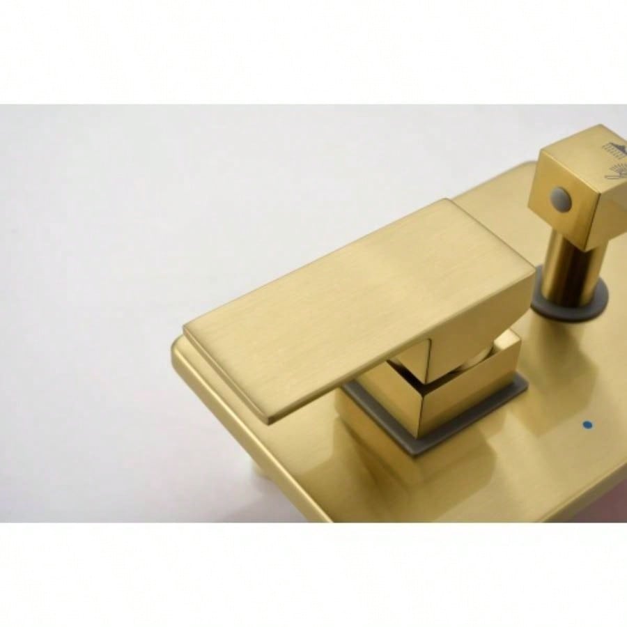 Brushed Gold Shower System, Bathroom 10 Inches Rain Shower with Handheld Combo Set, Wall Mounted High Pressure Rainfall Dual Shower System, Shower Faucet Set with and Trim