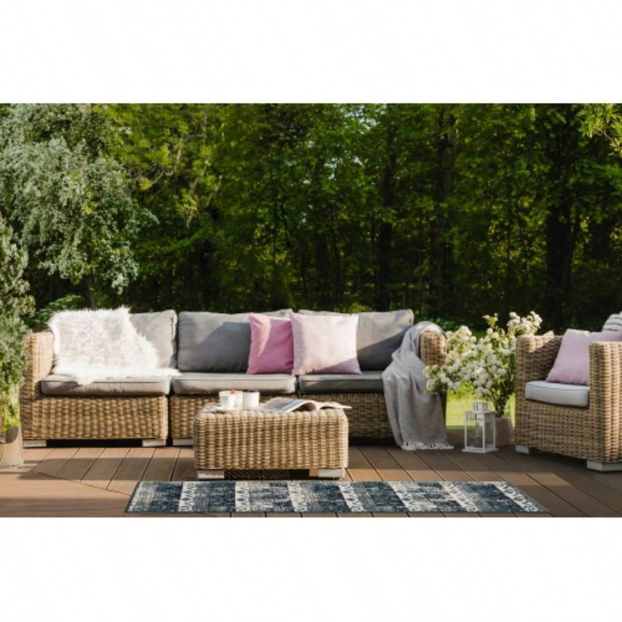 Modern, Geometric, Textured Cut Pile 53x 6 Rectangle Area Rug