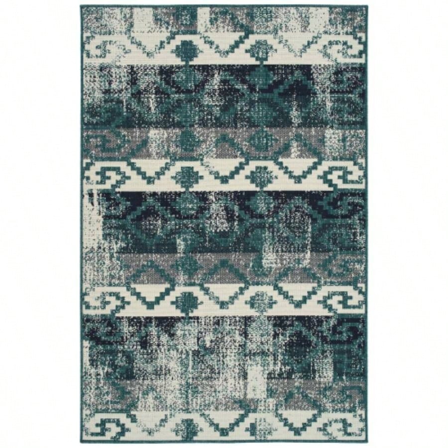 Modern, Geometric, Textured Cut Pile 53x 6 Rectangle Area Rug