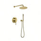Shower System, Wall Mounted Shower Faucet Set Bathroom with High Pressure 10 Stainless Steel Rain Shower Handheld Shower Set, 2 Way Pressure Balance Shower Kit, Brushed Gold