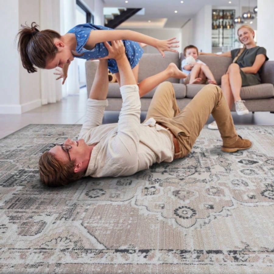 LOOM LUXE 6X9/Beige/Medallion Non - Shedding Living Room Bedroom Dining Home Office Stylish and Stain Resistant Area Rug