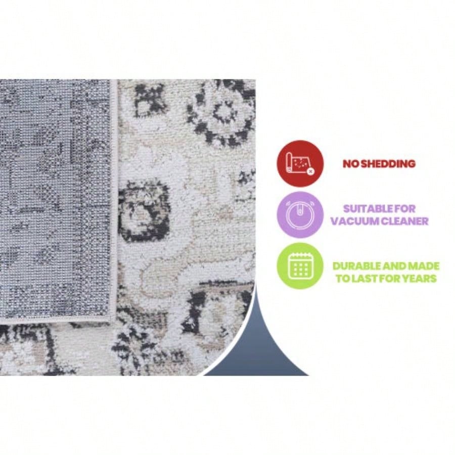 LOOM LUXE 6X9/Beige/Medallion Non - Shedding Living Room Bedroom Dining Home Office Stylish and Stain Resistant Area Rug