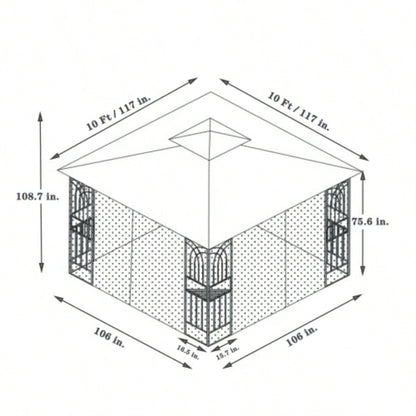 10x10 Outdoor Patio Gazebo Canopy Tent With Ventilated Double Roof And Mosquito netDetachable Mesh Screen On All SidesSuitable Lawn, Garden, Backyard and Deck, Brown Top