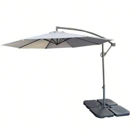 without Plastic base - 10ft Offset Patio - Offset Hanging Cantilever Patio Outdoor Market with Easy Tilt Adjustment and Crank Pool Deck and Garden Gray