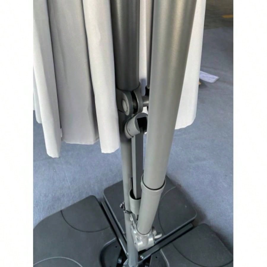 without Plastic base - 10ft Offset Patio - Offset Hanging Cantilever Patio Outdoor Market with Easy Tilt Adjustment and Crank Pool Deck and Garden Gray