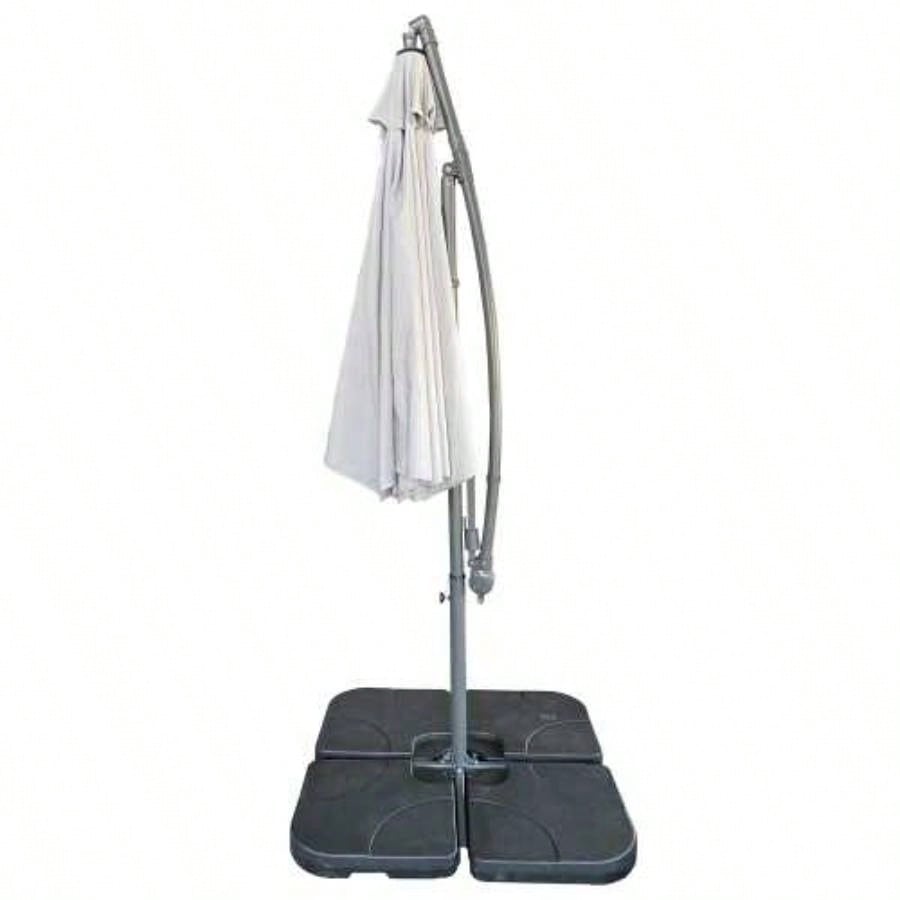 without Plastic base - 10ft Offset Patio - Offset Hanging Cantilever Patio Outdoor Market with Easy Tilt Adjustment and Crank Pool Deck and Garden Gray