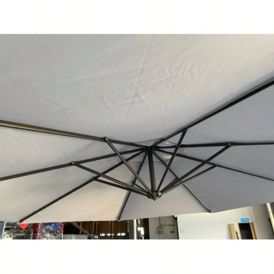 without Plastic base - 10ft Offset Patio - Offset Hanging Cantilever Patio Outdoor Market with Easy Tilt Adjustment and Crank Pool Deck and Garden Gray