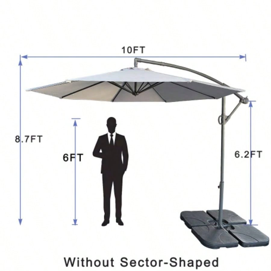 without Plastic base - 10ft Offset Patio - Offset Hanging Cantilever Patio Outdoor Market with Easy Tilt Adjustment and Crank Pool Deck and Garden Gray