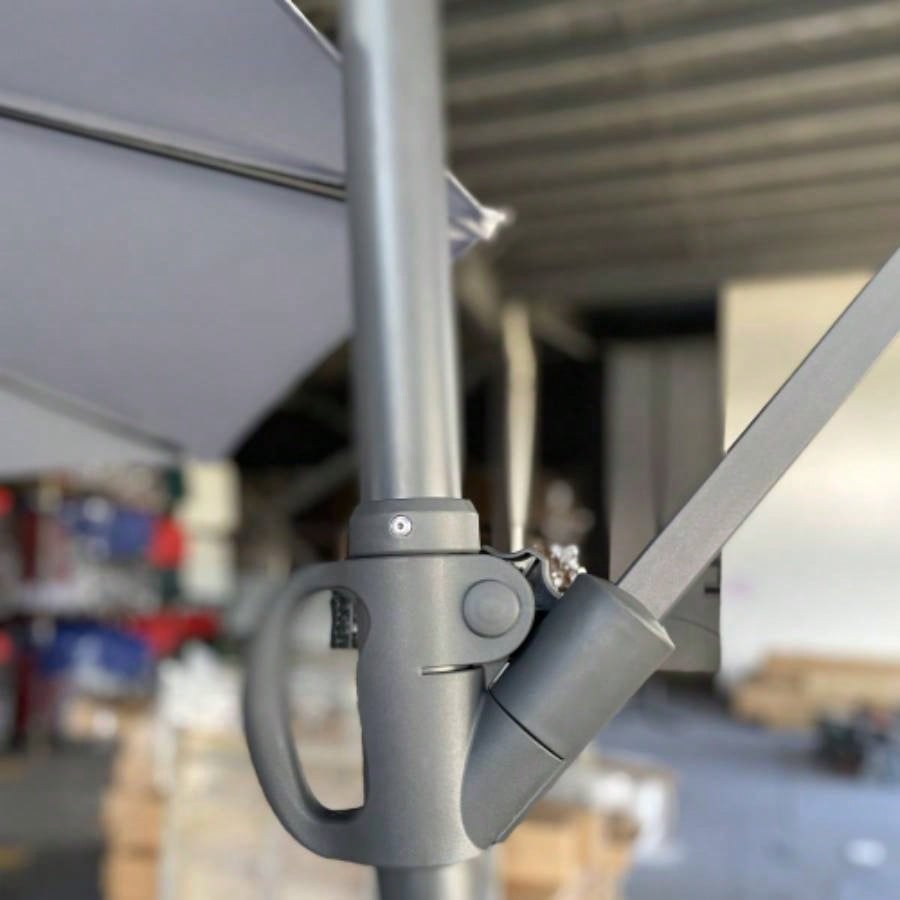 without Plastic base - 10ft Offset Patio - Offset Hanging Cantilever Patio Outdoor Market with Easy Tilt Adjustment and Crank Pool Deck and Garden Gray
