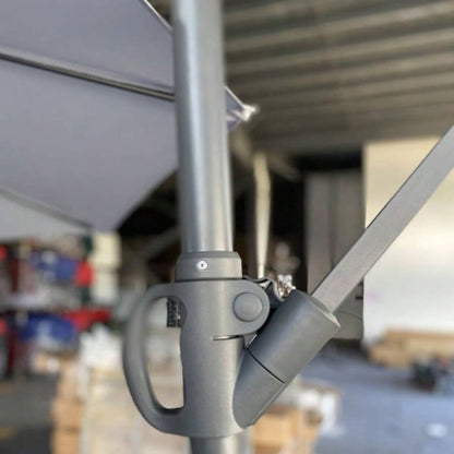 without Plastic base - 10ft Offset Patio - Offset Hanging Cantilever Patio Outdoor Market with Easy Tilt Adjustment and Crank Pool Deck and Garden Gray