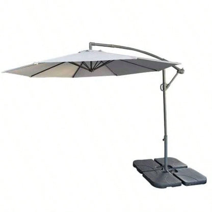 without Plastic base - 10ft Offset Patio - Offset Hanging Cantilever Patio Outdoor Market with Easy Tilt Adjustment and Crank Pool Deck and Garden Gray