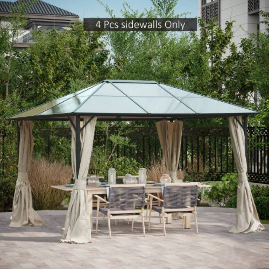 Outsunny 10x 12 Gazebo Sidewall Set with 4 Panels, Hooks/C - Rings Included Pergolas Cabanas, Beige