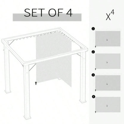 Outsunny 10x 12 Gazebo Sidewall Set with 4 Panels, Hooks/C - Rings Included Pergolas Cabanas, Beige