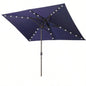 Waterproof Rectangular Patio and Lights 6.5 ft. 10 ft. 26 LED lights, Push Button Tilt, Crank in NAVY BLUE