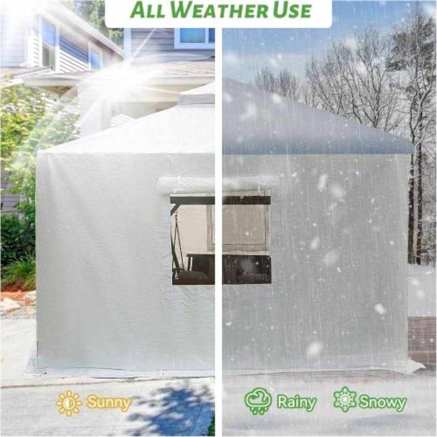 12x16 Gazebo Cover Hardtop Gazebos, Outdoor Universal Winter Gazebo Cover with Sidewalls and Mesh, All Season Waterproof Enclosed Gazebo Cover, White