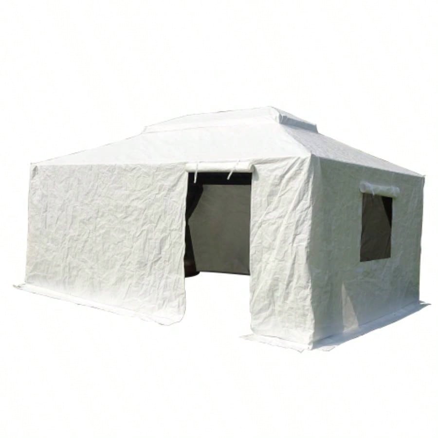 12x16 Gazebo Cover Hardtop Gazebos, Outdoor Universal Winter Gazebo Cover with Sidewalls and Mesh, All Season Waterproof Enclosed Gazebo Cover, White