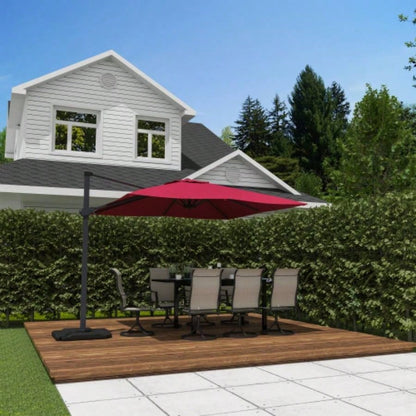 10FT Square Cantilever Patio in Red without Base