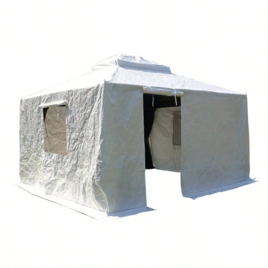 12x16 Gazebo Cover Hardtop Gazebos, Outdoor Universal Winter Gazebo Cover with Sidewalls and Mesh, All Season Waterproof Enclosed Gazebo Cover, White