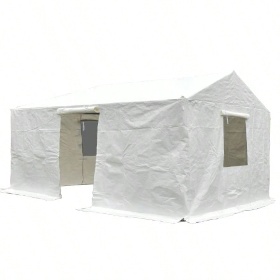 12x16 Gazebo Cover Hardtop Gazebos, Outdoor Universal Winter Gazebo Cover with Sidewalls and Mesh, All Season Waterproof Enclosed Gazebo Cover, White