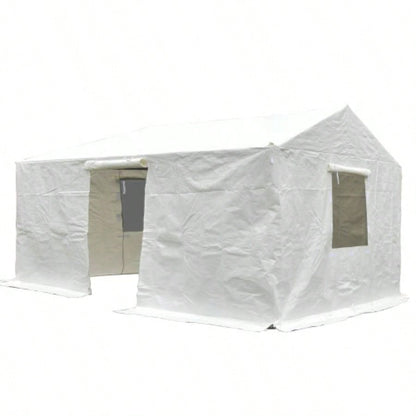 12x16 Gazebo Cover Hardtop Gazebos, Outdoor Universal Winter Gazebo Cover with Sidewalls and Mesh, All Season Waterproof Enclosed Gazebo Cover, White
