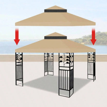 10x10 Ft Outdoor Patio Gazebo Canopy, Double Tiered Gazebo Tent Roof Top Cover OnlyFrame Not Include
