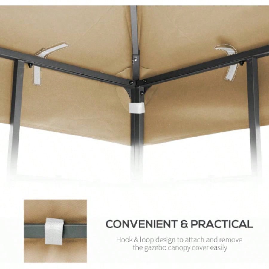 10x10 Ft Outdoor Patio Gazebo Canopy, Double Tiered Gazebo Tent Roof Top Cover OnlyFrame Not Include