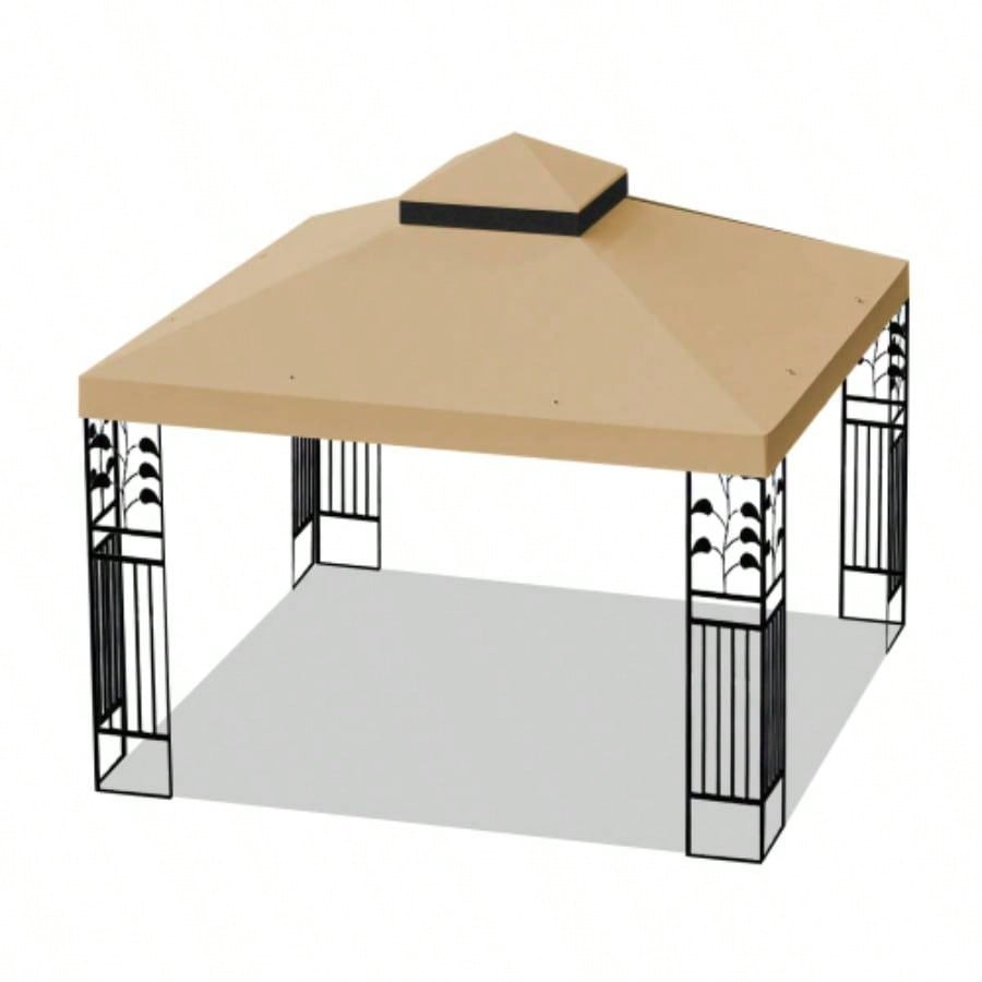 10x10 Ft Outdoor Patio Gazebo Canopy, Double Tiered Gazebo Tent Roof Top Cover OnlyFrame Not Include