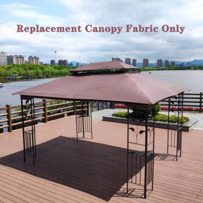 13x10 Ft Patio Double Roof Gazebo Canopy Top Fabric, Brown